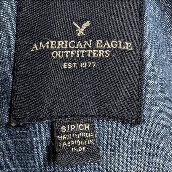 American Eagle Womens Preppy Chambray Denim Button Front Tunic Dress Small - Picture 3 of 4